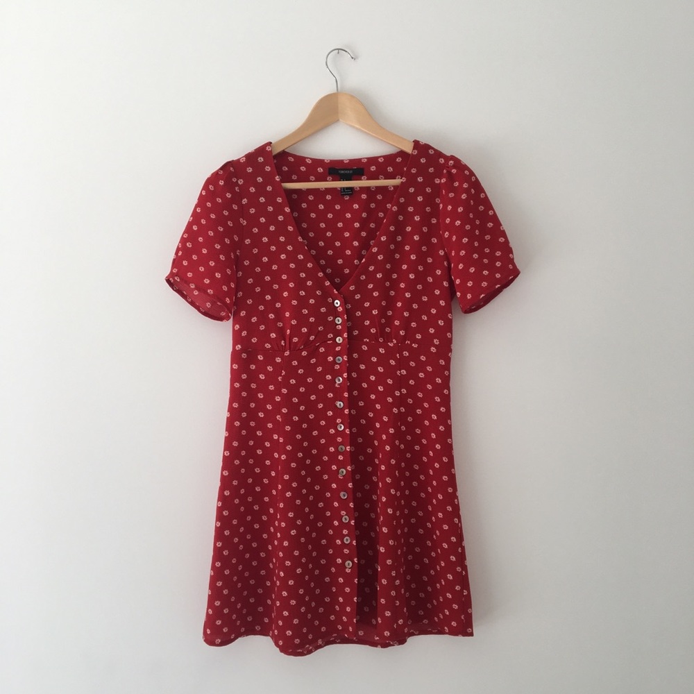 Forever 21 Red Flower Print Dress Size Small